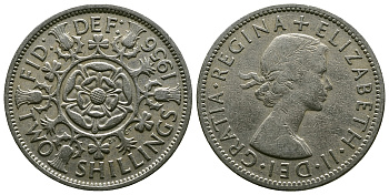 Великобритания 2 шиллинга (флорин) 1956 Елизавета II (1952-2022) KM 906, Spink 4146 медно-никель 4607-934