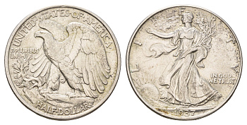 США 1/2 доллара (50 центов) 1937 KM 142 серебро 4127-2131