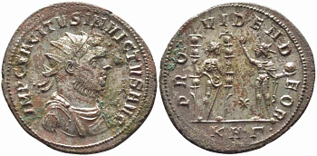 Римская Империя аврелианиан 276 Тацит IMP C TACITVS INVICTVS AVG / PROVIDEN DEOR Сердика Extremely fine BNC p.407 бронза, серебрение 1073-16-76