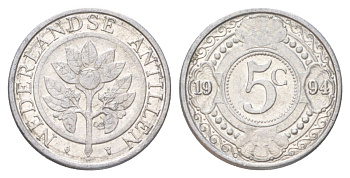 Нидерландские Антильские острова (Нидерландские Антилы) 5 центов 1994 KM 33 алюминий aUNC 4625-525