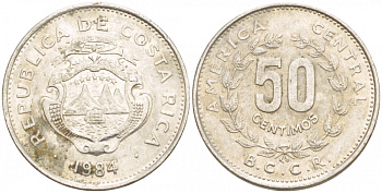 КОСТА-РИКА 50 СЕНТИМО 1984 KM 209.2 сталь 4532-465