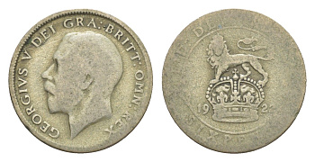 Великобритания 6 пенсов 1922 Георг V (1910-1936) KM 815a.1, Spink 4024 серебро 75-843