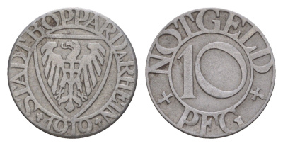 Боппард 10 пфеннигов 1919 Funck 53.5, Men05 3243.7, Men18 4165.7 железо 4643-1029