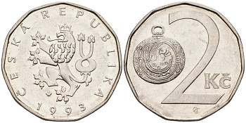 Чехия 2 кроны 1993 KM 9 сталь плакированная никелем 4573-1233