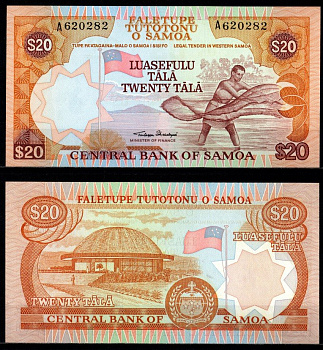 Западное Самоа 20 тала ND (1985) Флаг, рыбак Pick 28 бумага UNC (пресс) 451-1211-3