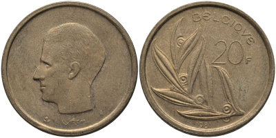 Бельгия 20 франков 1981 Belgique, Бодуэн I (1951-1993) KM 159 никель бронза 4171-657