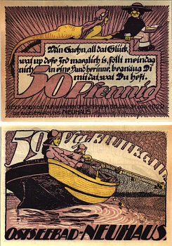 НОЙХАУС 50 ПФЕННИГОВ 1922 НОТГЕЛЬД, ИЮНЬ 1922 - 31 МАЯ 1922, ЗЕМЛЯ БАДЕН-ВЮРТЕНБЕРГ Grabowski 942.1 бумага 6318-35-1-2