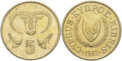 Кипр 5 центов 1993 KM 55.3 никель латунь 4141-1037