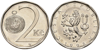 Словакия 2 кроны 1998 KM 9 сталь плакированная никелем 4152-918