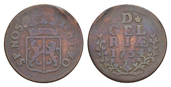 Нидерланды, Голландская Республика, Гелдерланд 1 дуит 1754 KM 88 медь 4655-537