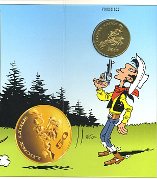 Бельгия медаль ND 50 лет LUCKY LUKE, буклет  бронза  UNC  7-5-6-33