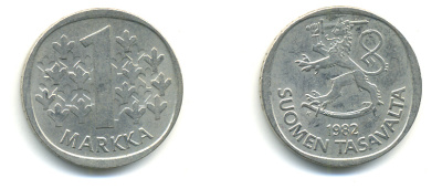 ФИНЛЯНДИЯ 1 МАРКА 1982 К KM 49а медно-никель 176-426