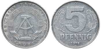 ГДР 5 ПФЕННИГОВ 1978 А алюминий 62-344