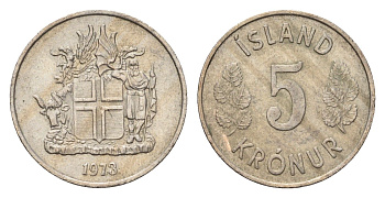 Исландия 5 крон 1973 KM 18 медно-никель 4687-866