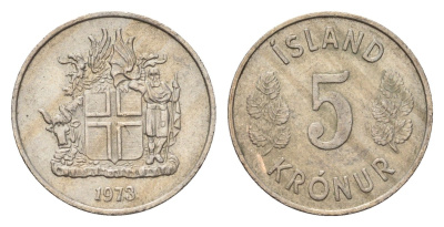 Исландия 5 крон 1973 KM 18 медно-никель 4687-866