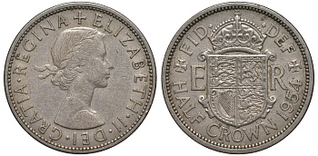 Великобритания 1/2 кроны 1954 Елизавета KM 907, Spink 4145 медно-никель    1530-1322