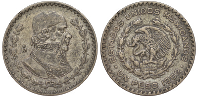 Мексика 1 песо 1962 Хосе Мария Морелос KM 459 серебро 4178-1234