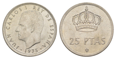 Испания 25 песет 1975 (79) M, Хуан Карлос I (1975-2014) KM 808 медно-никель UNC 4616-715
