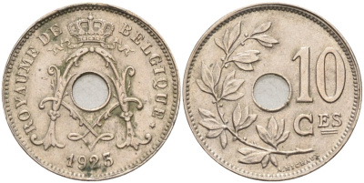 Бельгия 10 сантимов 1923 Belgique KM 85.1 медно-никель 190-727