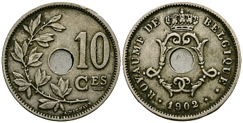 Бельгия 10 сантимов 1902 Belgique KM 48 медно-никель 4172-716