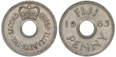Фиджи 1 пенни 1963 Елизавета II (1952- ) KM 21 медно-никель 51-1752