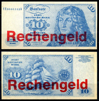 ФРГ 10 марок ND Rechengeld, игровые деньги бумага 6301-2-3-2