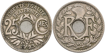 Франция 25 сантимов 1923 KM 867a, Le Franc 171.7 медно-никель 4143-415