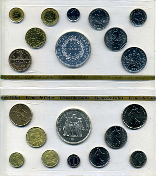 Франция набор из 10 монет 1979 FDC SET (FLEUR DE COIN), запайка, в оригинальной упаковке с сертификатом KM SS 16 UNC 5-4-4-15