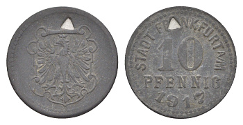 Франкфурт-на-Майне 10 пфеннигов 1917 Funck 136.1, Men05 7947.2, Men18 9918.2 цинк 4636-717