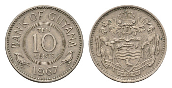 Гайана 10 центов 1967 KM 33 медно-никель 4689-1153
