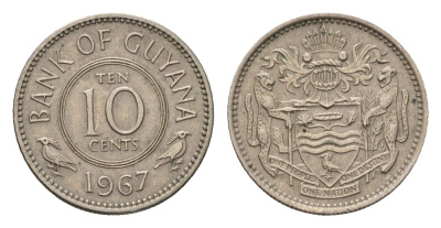 Гайана 10 центов 1967 KM 33 медно-никель 4689-1153