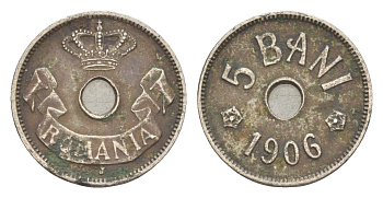 Румыния 5 бань (бани) 1906 J, Кароль I (1881-1914) KM 31 медно-никель 4620-1044