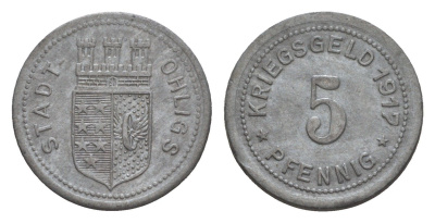 Олигс 5 пфеннигов 1917 Funck 404.1, Men18 24919.1 цинк 4659-234