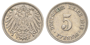Германия 5 пфеннигов 1912 A KM 11, J. 12 медно-никель 4701-1051