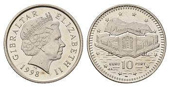 Гибралтар 10 пенсов 1998 KM 776 медно-никель UNC 4666-332