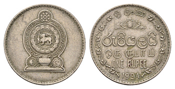 Шри-Ланка 1 рупия 1994 KM 136.2 медно-никель 4675-111
