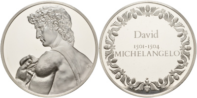 Нидерланды медаль ND Давид 51,8 грамм серебро PROOF 00-00