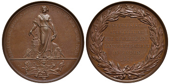 Германия медаль 1888 сельскохозяйственная и коммерческая выставка земли Восточная Фризия в городе Эмден, диаметр 43 мм бронза UNC 00-808-55