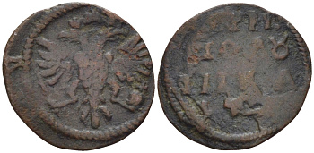 РОССИЯ ПОЛУШКА 1718-1722 ВЕС 0,83 ГР. медь 633-242