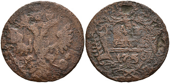 Россия деньга 1736 Анна Иоановна (1730-1740) KM 188 медь 4563-1032