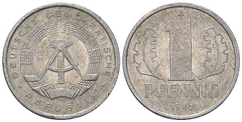 ГДР 1 пфенниг 1980 А KM 8.2 алюминий 4623-353