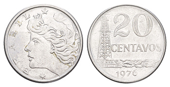 Бразилия 20 сентаво 1976 KM 579.1a нержавеющая сталь UNC 4642-1045