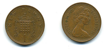 Великобритания 1 пенни 1971 Елизавета II (1952-2022) KM 915, Spink 4237 (B1) бронза 4110-744