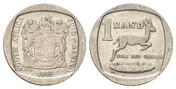 ЮАР 1 ранд 1993 KM 138 медь плакированная никелем 4627-255