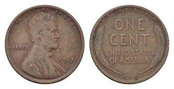 США 1 цент 1917 KM 132 бронза 4674-819