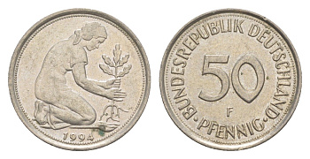 Германия 50 пфеннигов 1994 F KM 109.2, J. 384a медно-никель 4630-252