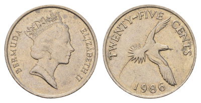 Бермудские острова (Бермуды) 25 центов 1986 KM 47 медно-никель 4666-329
