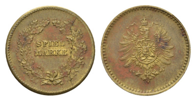 Германия игровой жетон с изображением герба Германии XIX век диаметр 19 мм, вес 1,7 гр латунь 4679-1131