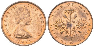 Остров Мэн 1/2 пенни 1971 KM 19 бронза UNC 4611-442