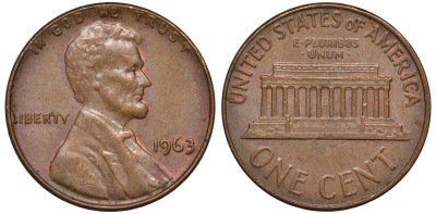 США 1 цент 1963 KM 201 медь цинк 4532-257